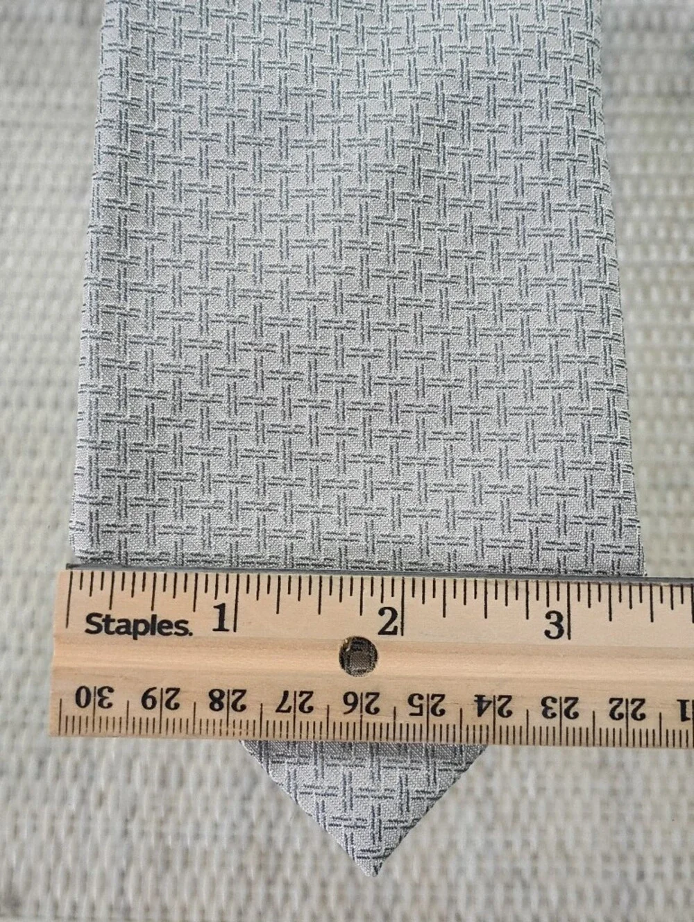 Calvin Klein Tie Gray Necktie Geometric Silk Wool Polyester Made In USA 55